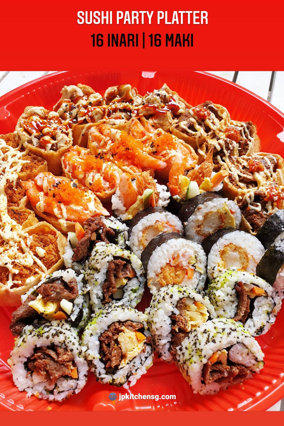 SUSHI PARTY PLATTER (32pc : 2maki + 4x4pc inari)